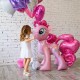 1PCS 100*97CM Pink Horse Pony Unicorn Foil Balloons 