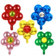 5 Pcs Colored five-petal flower red rose foil balloon