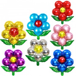 5 Pcs Colored five-petal flower red rose foil balloon