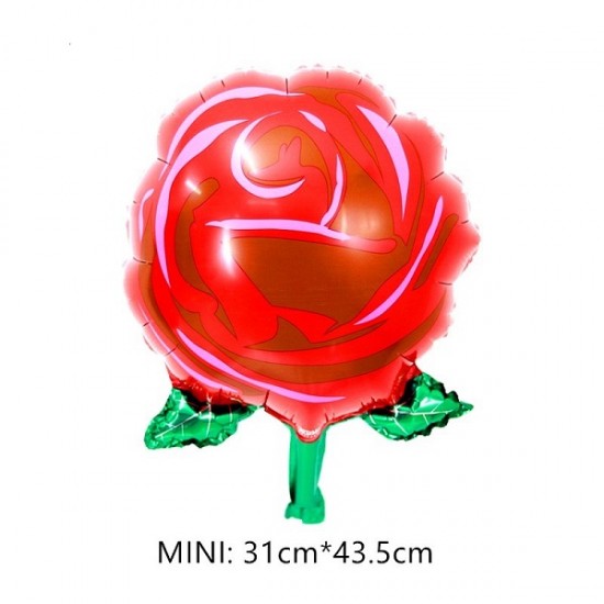 5 Pcs Colored five-petal flower red rose foil balloon