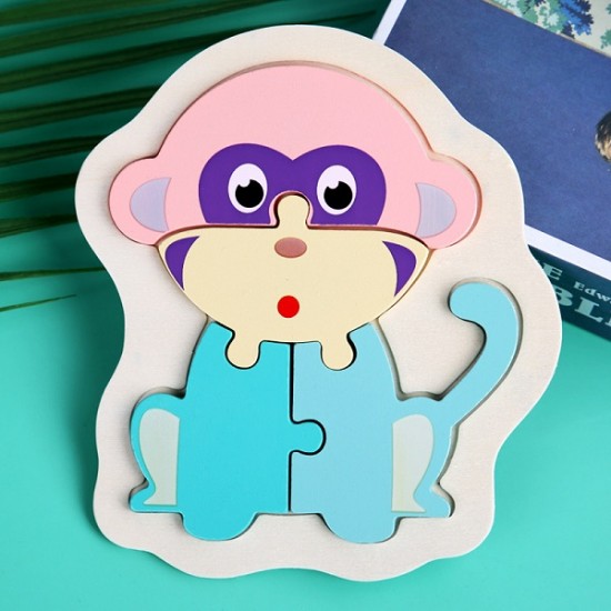 Children Puzzles Wooden Macaron Colorful Animal Jigsaw Puzzle Toys 