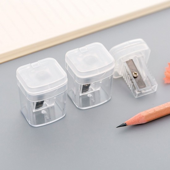 Simple Clear Plastic Cuboid Pencil Sharpener