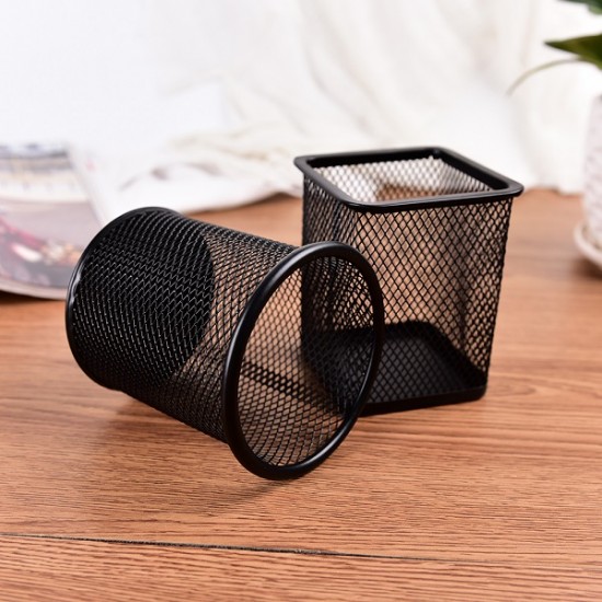 Black Metal Stand Mesh Style Pen Pencil Ruler Holder