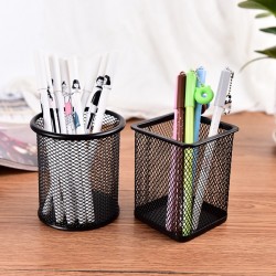 Black Metal Stand Mesh Style Pen Pencil Ruler Holder