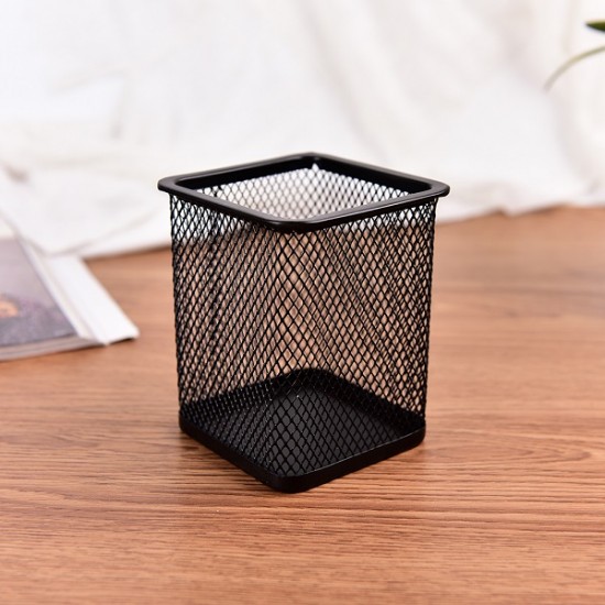 Black Metal Stand Mesh Style Pen Pencil Ruler Holder