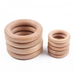 New 5Pcs  Beech Wooden Baby Teething Rings Wooden Baby Teethers