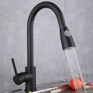 Kitchen Faucets Silver Black Single Handle Pull Out Kitchen Tap