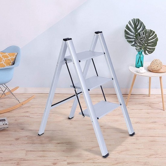 Folding 3 Step Ladder,2-in-1 Lightweight Aluminum Step Ladder