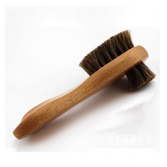 Horse hair double-sided long-handled shoe brush