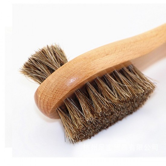 Horse hair double-sided long-handled shoe brush