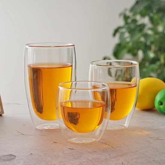 Double Glass Cup  Water Cups Transparent Cup Wholesale Drink Glass Cup