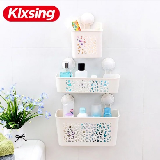 Super suction plastic bathroom sponge shampoo holder, Strong suction cup bathroom storage rack tooth brush holder 