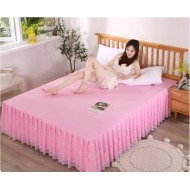 JOZISDE Queen King Size Bed Sheet Pink Lace Bed Sheet