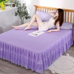 JOZISDE Queen King Size Bed Sheet Pink Lace Bed Sheet