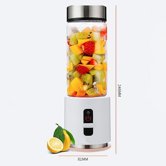 Small Portable Electric juicers  380Ml Glass Smoothie Blender Juicer